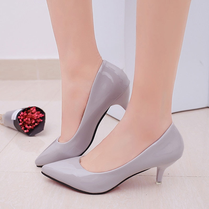 Women Shoes Elegant Heeled Party Pointed Toe Leather Thin Heels - lecapmode