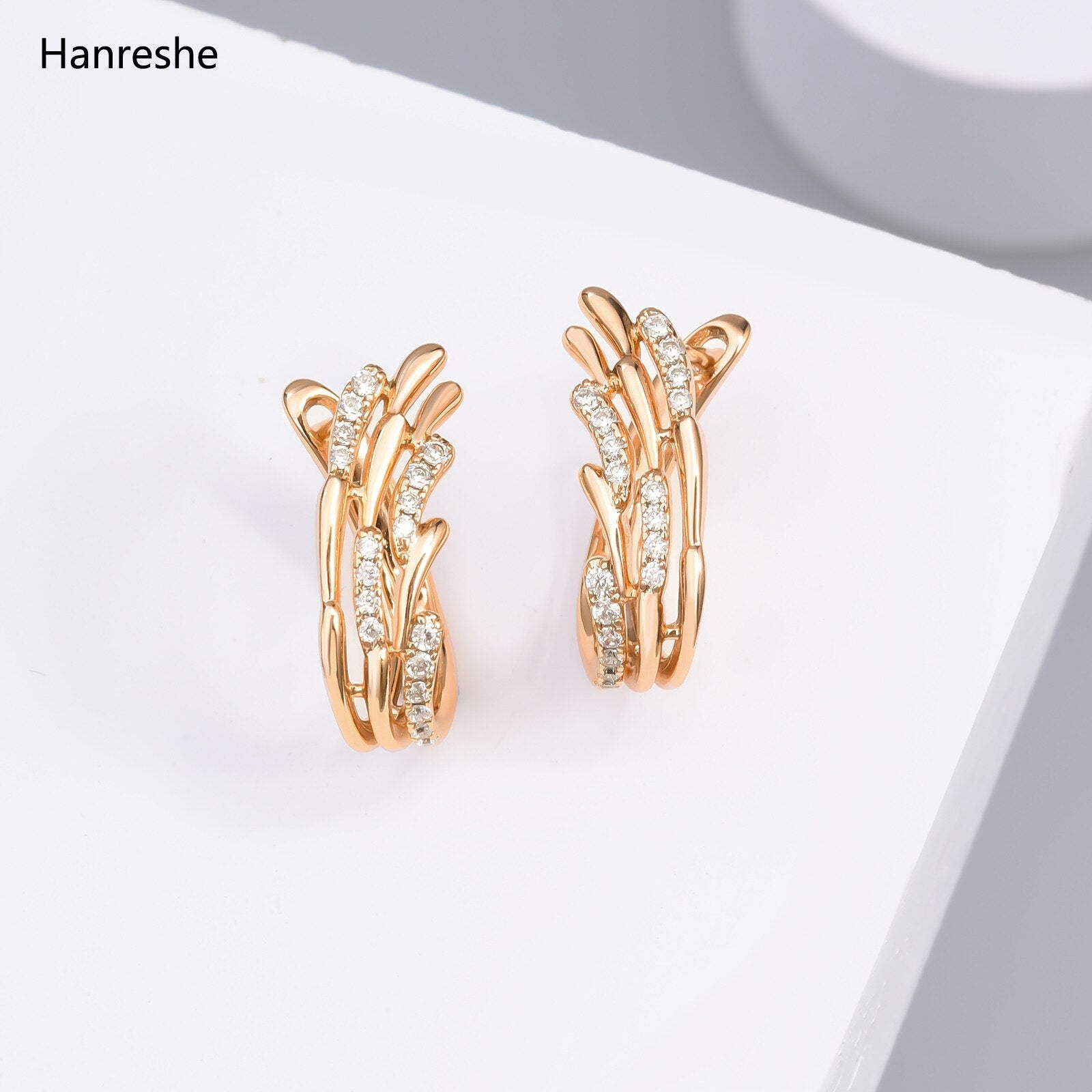 Rose Gold Stud High Quality Copper Classic Jewelry Zircon Earrings Woman Gift - lecapmode