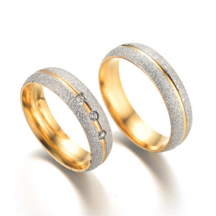 Couple Wedding Rings For Women And Men Crystal Gold Gift Engagement Jewelry - lecapmode