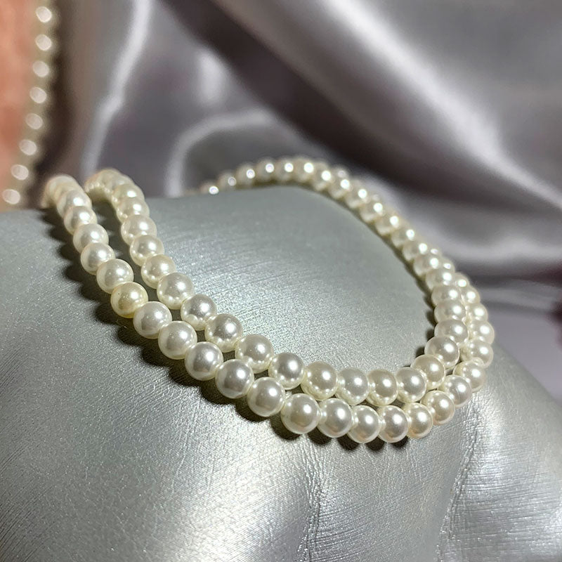 Elegant pearl necklace Size 925 Sterling Silver Tail Chain for Women - lecapmode