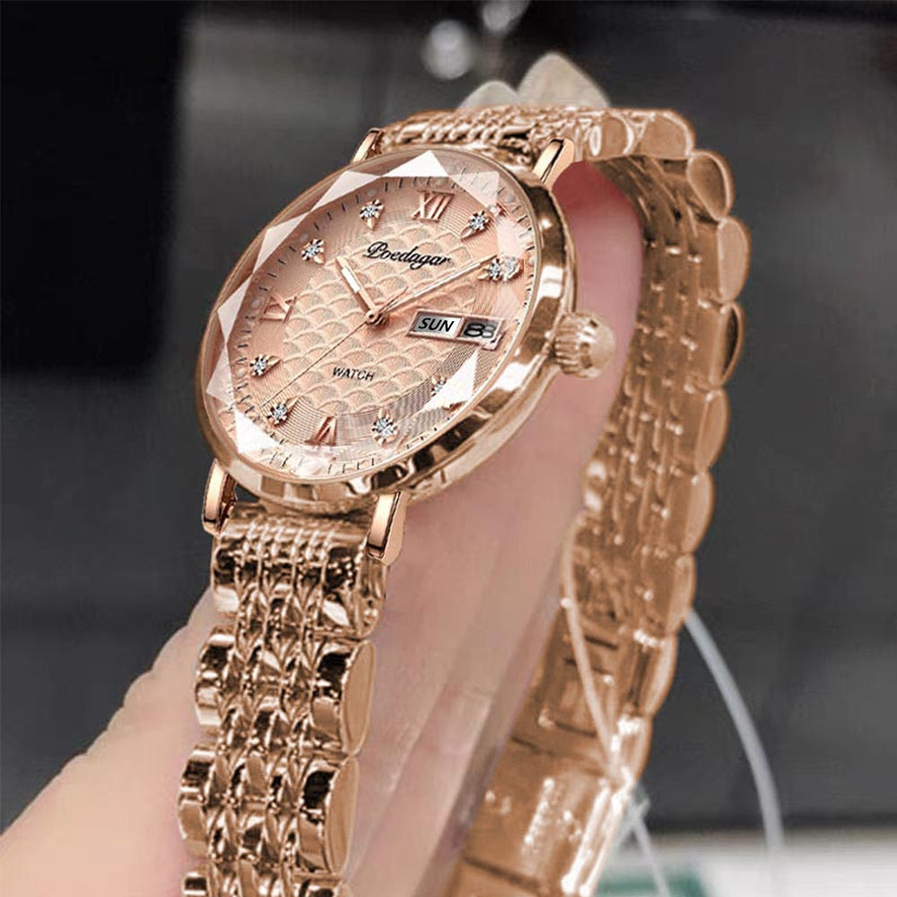 Women New Fashion Luxury Stainless Steel Wristwatch Bracelet Ladies Watch - lecapmode