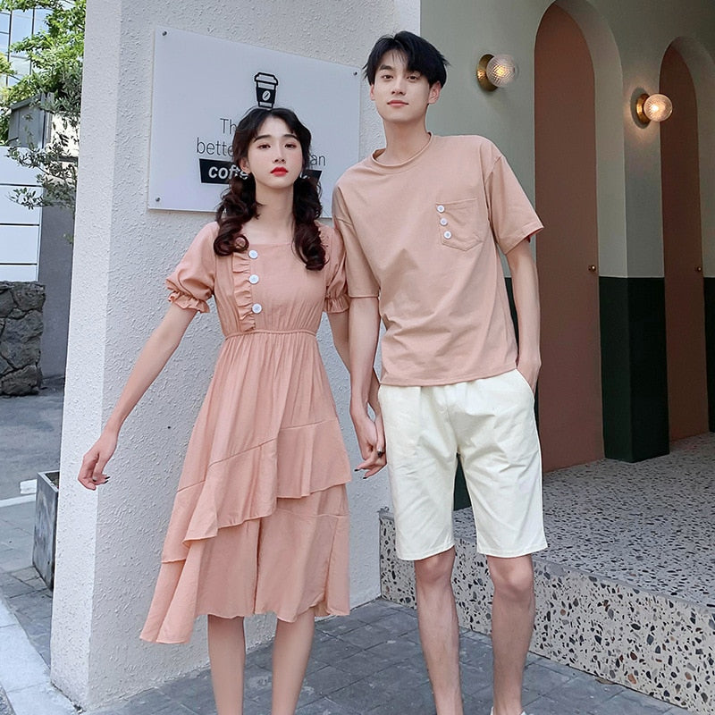 Couple Matching Clothes Korean Fashion Style Lovers Men Women Dress - lecapmode