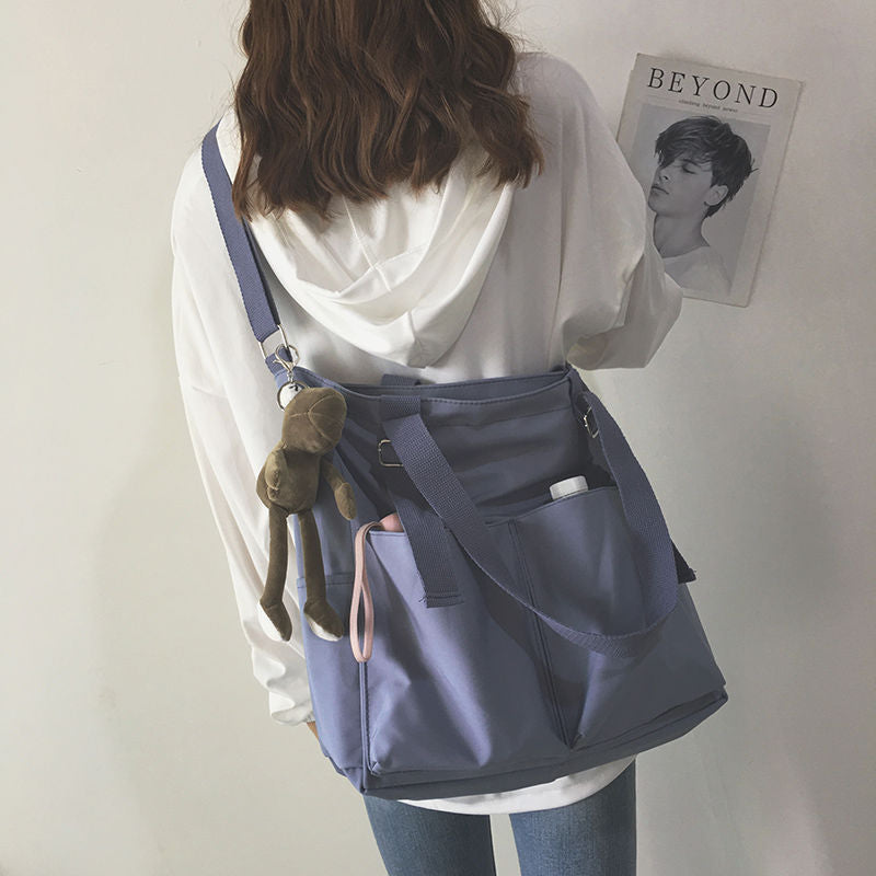 Waterproof Oxford Large Capacity Canvas Girl Women Shoulder Hand Bucket Bag - lecapmode