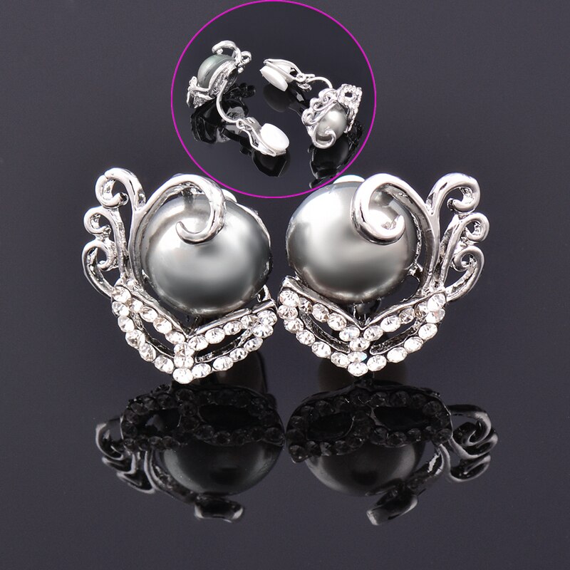 Pearl Clip On Earrings Silver Color Bride Wedding Jewelry - lecapmode