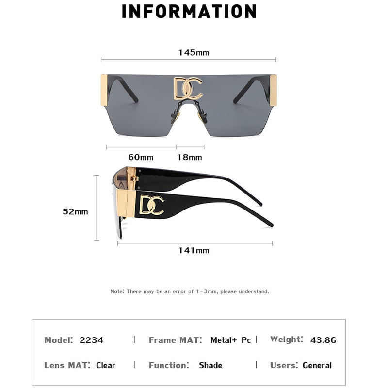 One Piece Square Sunglasses Women Frameless Flat Top Sun Glasses - lecapmode