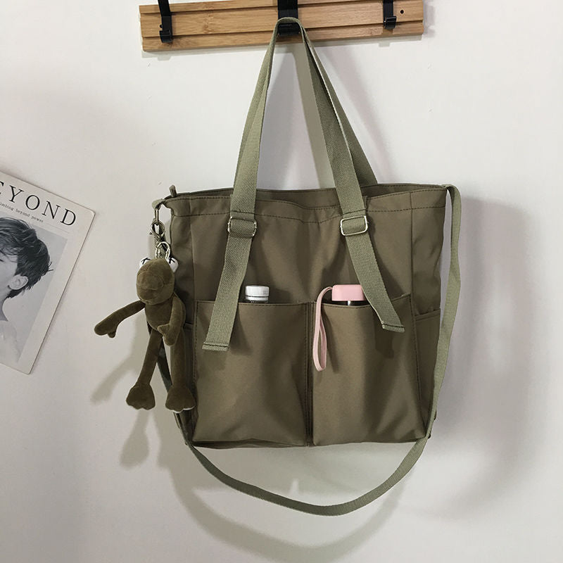 Waterproof Oxford Large Capacity Canvas Girl Women Shoulder Hand Bucket Bag - lecapmode