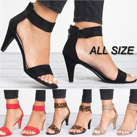 Women Sandals Open Toe Summer Shoes with High Heels  Ankle Strap Female Thin Heel Zipper - lecapmode