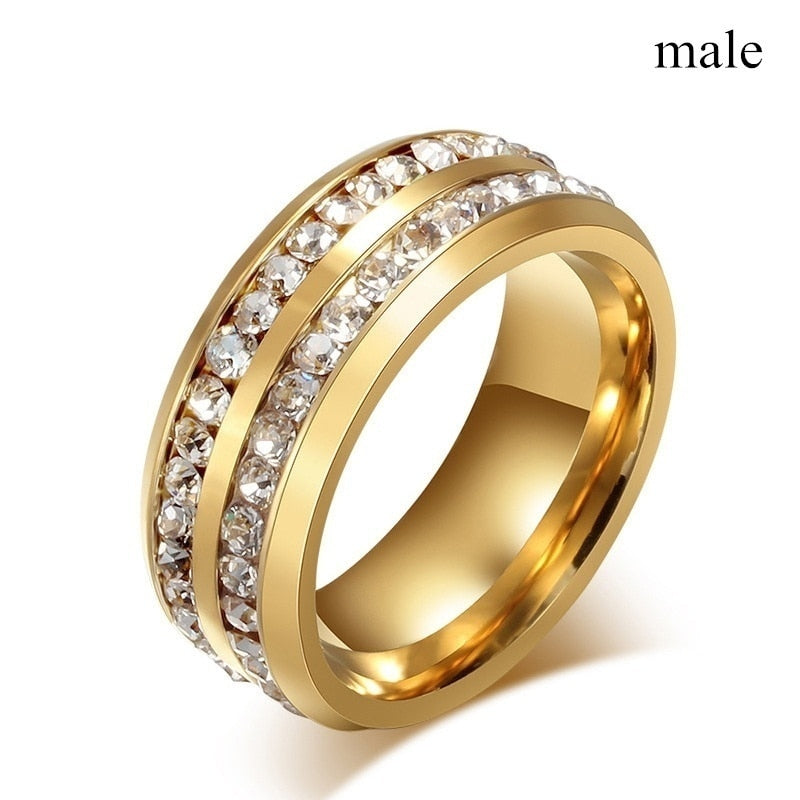 Fashion Cubic Zirconia Wedding Couple Rings Men Women Jewelry - lecapmode