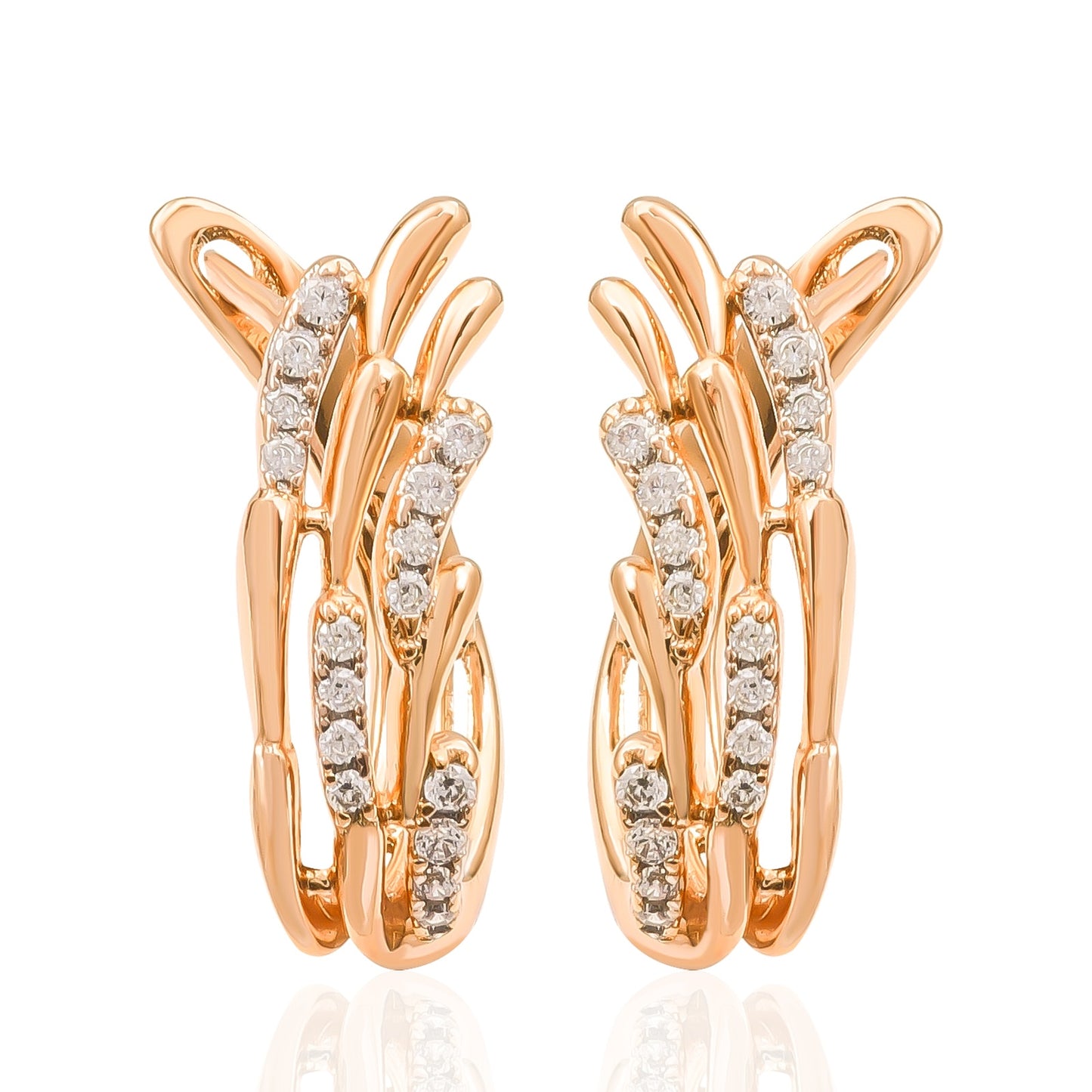 Rose Gold Stud High Quality Copper Classic Jewelry Zircon Earrings Woman Gift - lecapmode