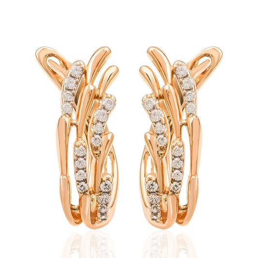 Rose Gold Stud High Quality Copper Classic Jewelry Zircon Earrings Woman Gift - lecapmode