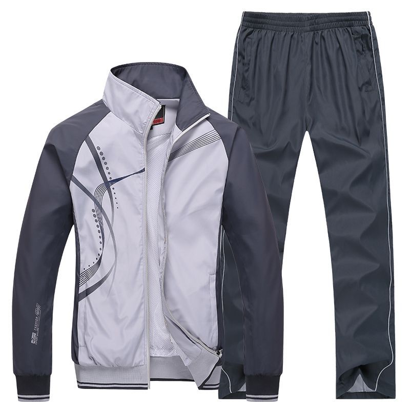 Men Sportswear New Spring Autumn Tracksuit  High Quality Sets Jacket Pant Sweat wear - lecapmode