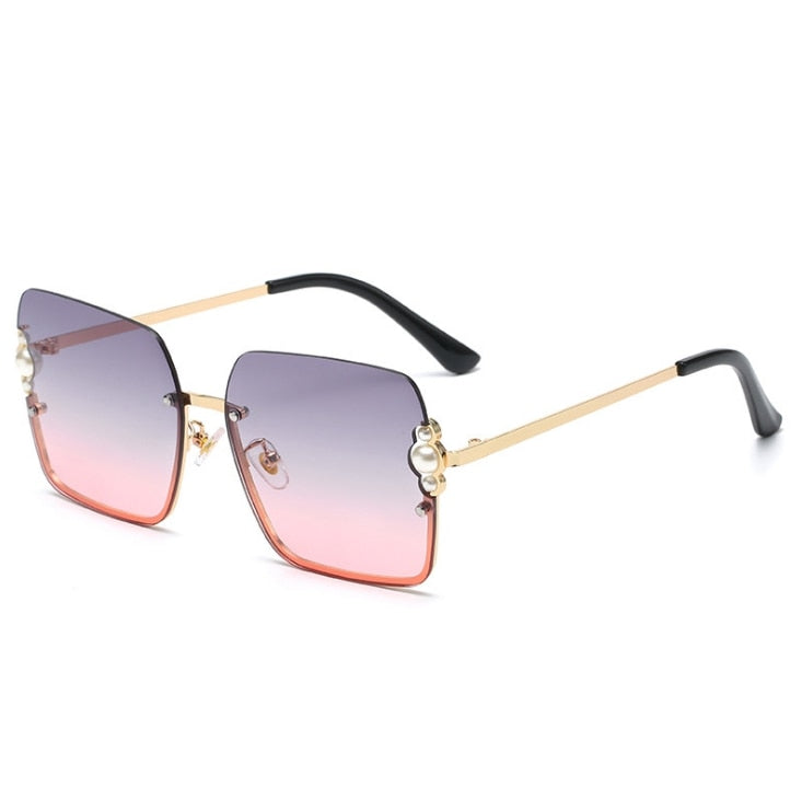 Luxury Women Brand Sunglasses Pearl Square Fashion Shades - lecapmode