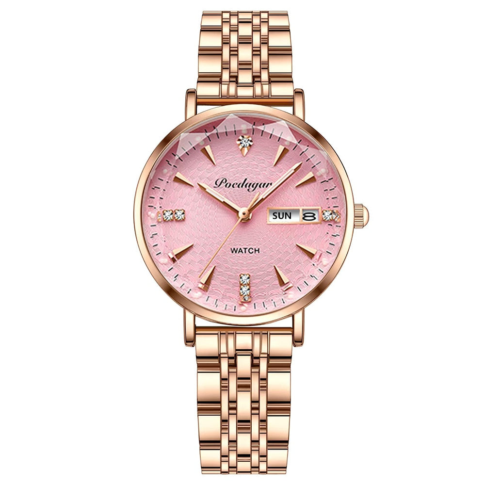 Women New Fashion Luxury Stainless Steel Wristwatch Bracelet Ladies Watch - lecapmode