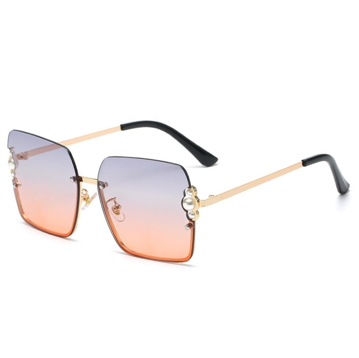 Luxury Women Brand Sunglasses Pearl Square Fashion Shades - lecapmode