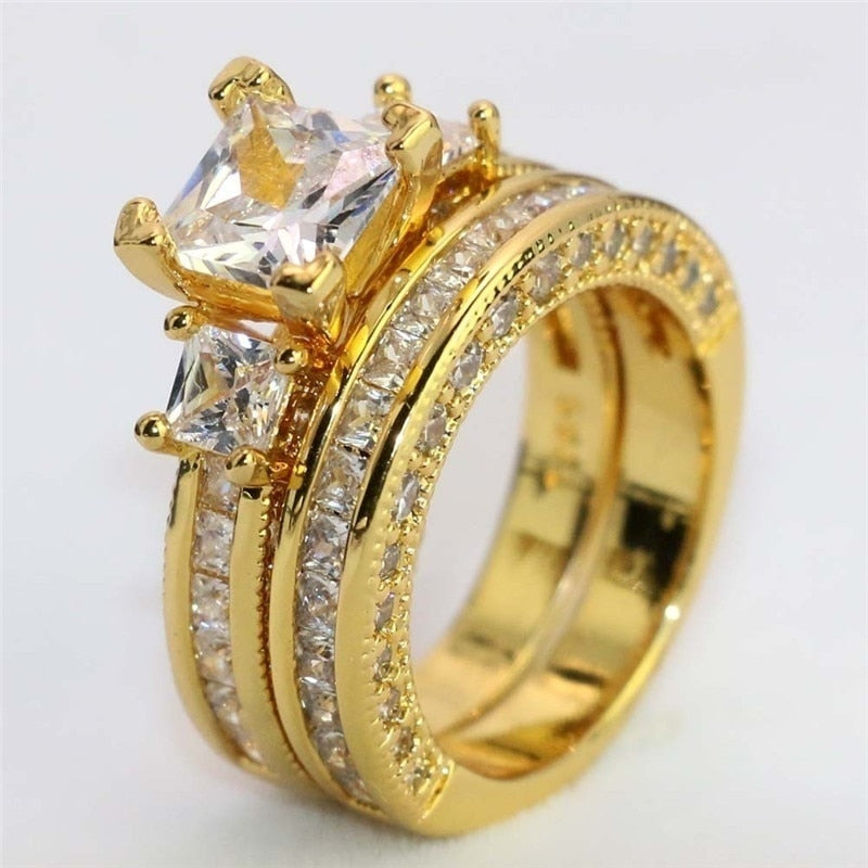 Fashion Cubic Zirconia Wedding Couple Rings Men Women Jewelry - lecapmode