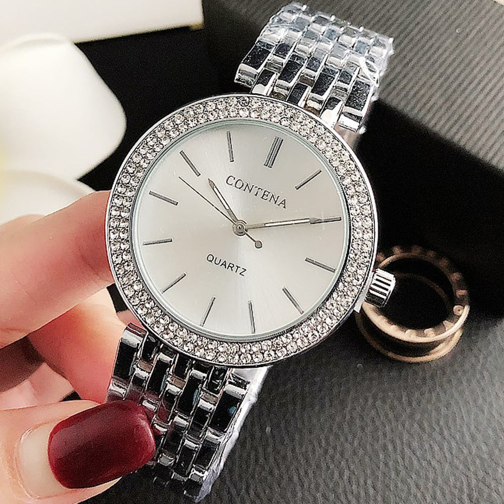 New Crystal Diamond Watch Luxury Silver Women Jewelry - lecapmode