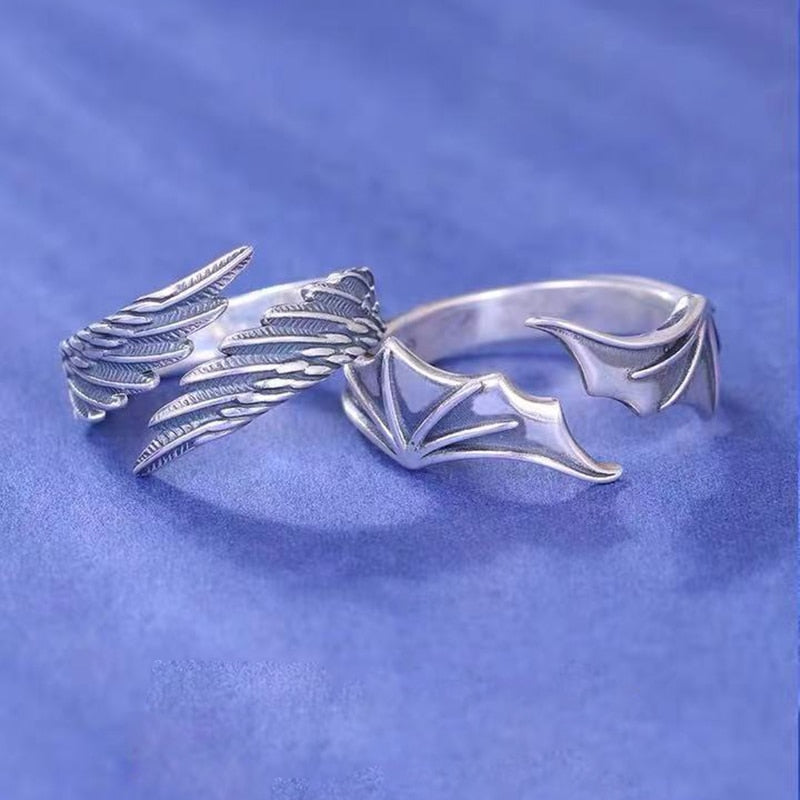 2 Pcs Silver Color Couple Fashion Wedding Bride Bridegroom Jewelry Sun Moon Rings Set - lecapmode