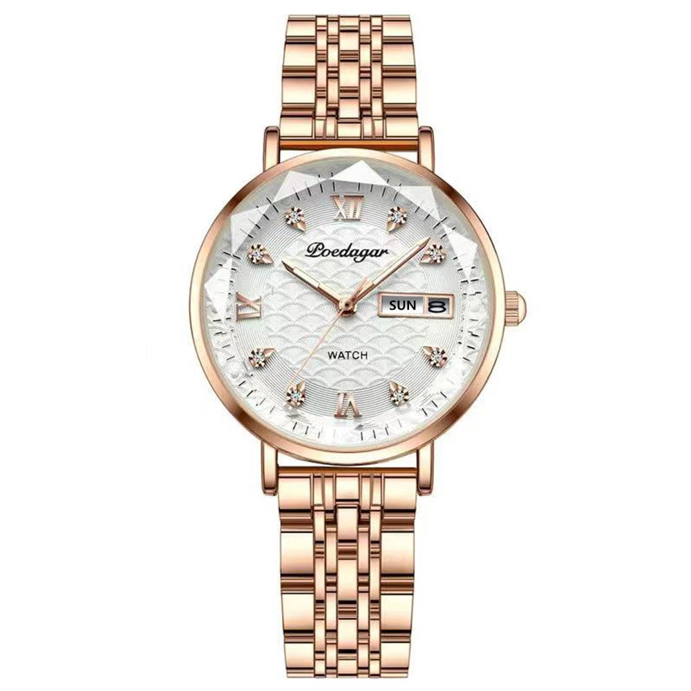 Women New Fashion Luxury Stainless Steel Wristwatch Bracelet Ladies Watch - lecapmode