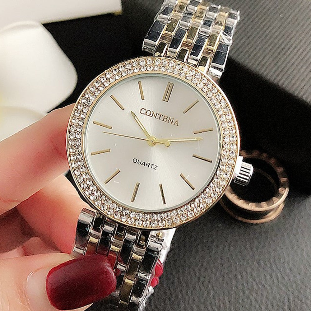 New Crystal Diamond Watch Luxury Silver Women Jewelry - lecapmode