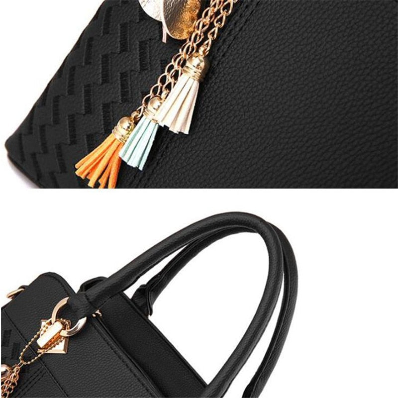 Fashion Women Handbags PU Leather Bag Top-Handle Embroidery Crossbody Bag - lecapmode