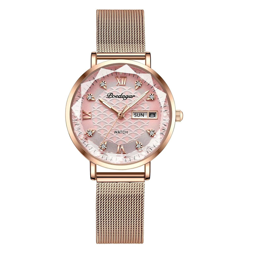 Women New Fashion Luxury Stainless Steel Wristwatch Bracelet Ladies Watch - lecapmode