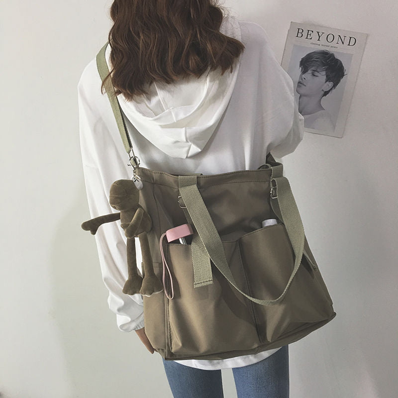 Waterproof Oxford Large Capacity Canvas Girl Women Shoulder Hand Bucket Bag - lecapmode