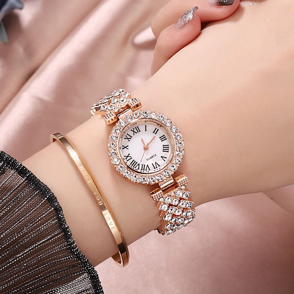 Luxury Bracelet Watches Women Crystal Dress Wristwatches Clock Women Fashion - lecapmode