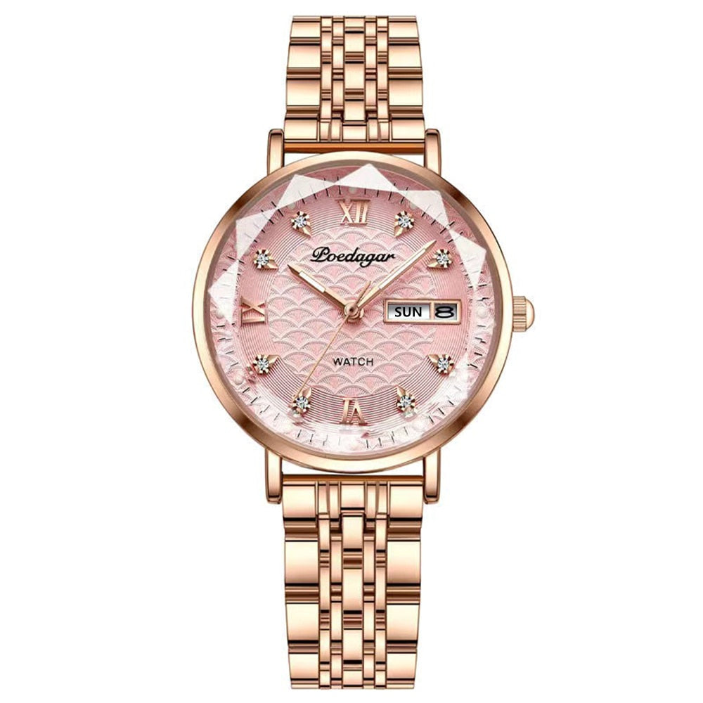 Women New Fashion Luxury Stainless Steel Wristwatch Bracelet Ladies Watch - lecapmode