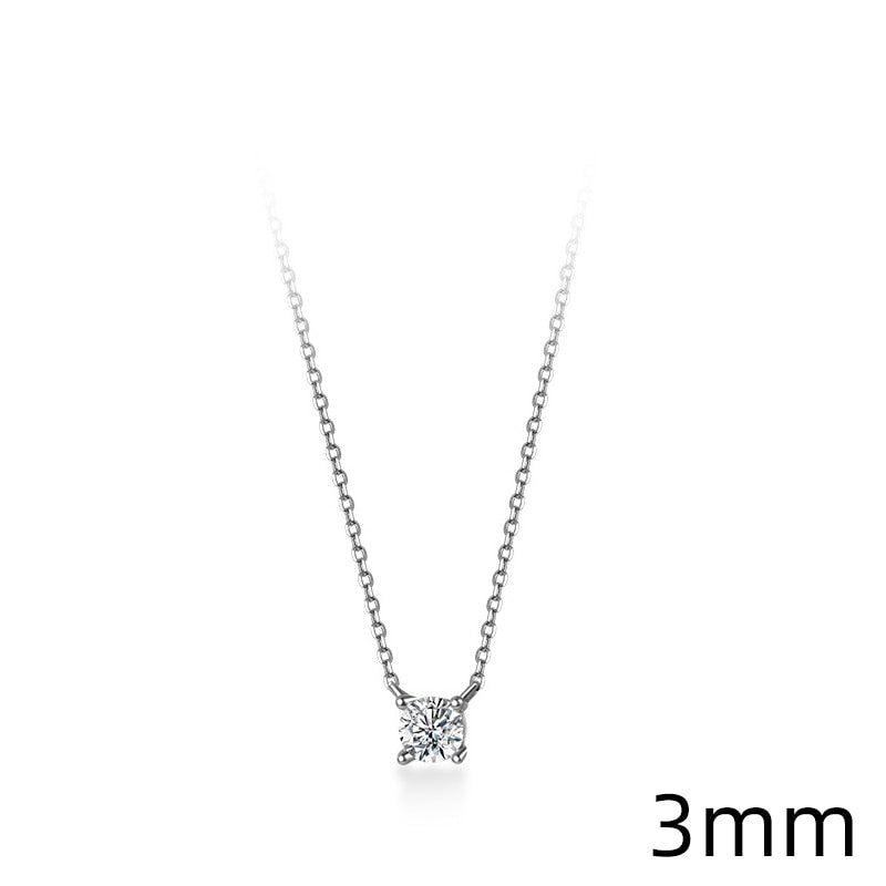 Modian Brands Simple 925 Sterling Silver Geometric Cut Sparkling Zircon Pendant Necklace - lecapmode