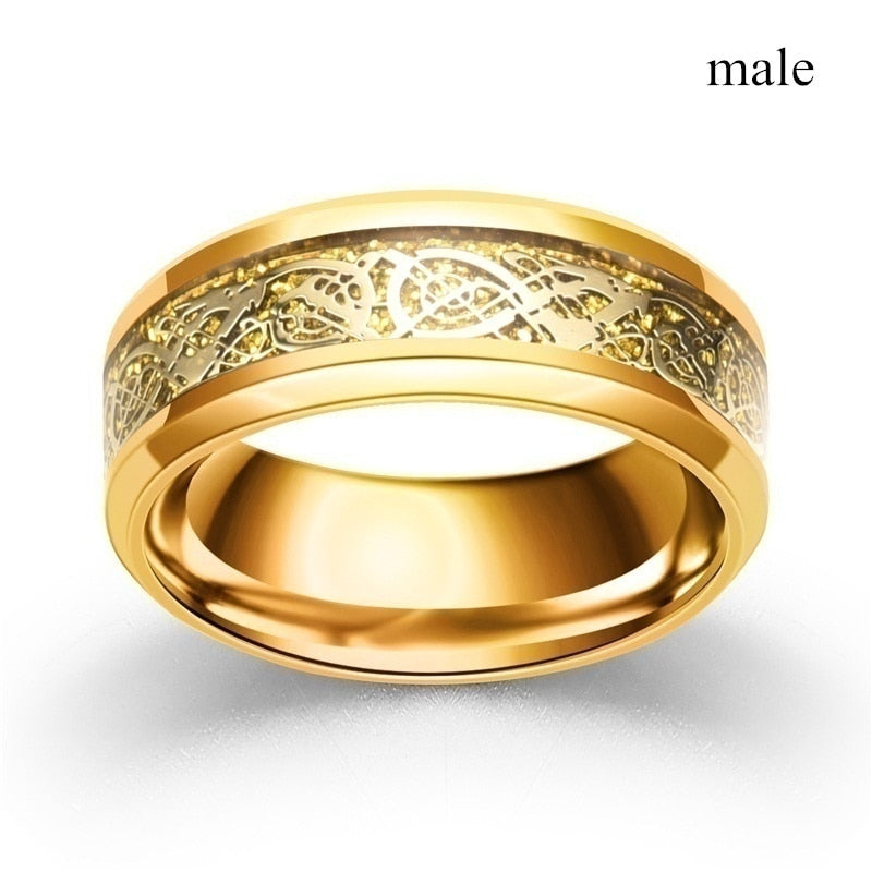 Fashion Jewelry Couple Rings Vintage Dragon Stainless Steel Men Women Gift - lecapmode