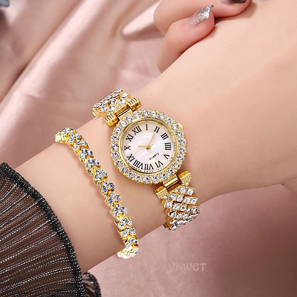 Luxury Bracelet Watches Women Crystal Dress Wristwatches Clock Women Fashion - lecapmode