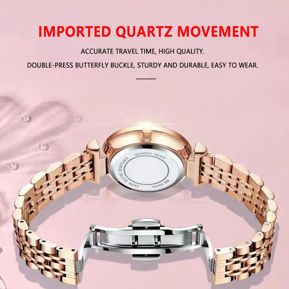 Women New Fashion Luxury Stainless Steel Wristwatch Bracelet Ladies Watch - lecapmode