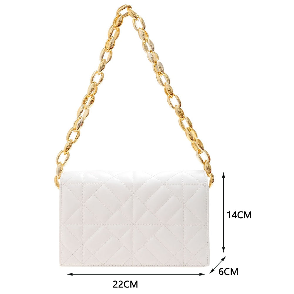 Luxury Women Shoulder Bags Metal Thick Chain Purses and Handbag Clutch Ladies Hand Bag - lecapmode