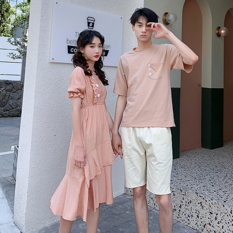 Couple Matching Clothes Korean Fashion Style Lovers Men Women Dress - lecapmode