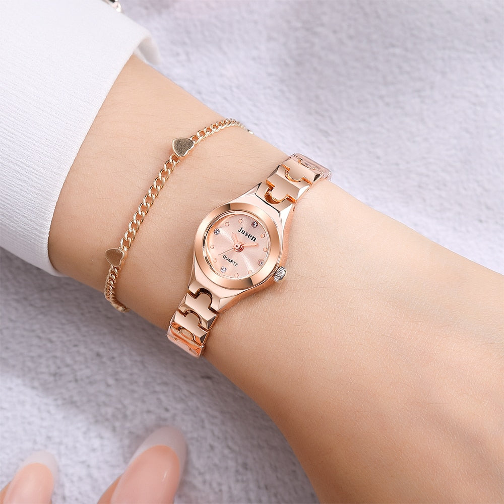 Fashion Women Watches Rose Gold Luxury Stainless Steel Ladies Wristwatches - lecapmode