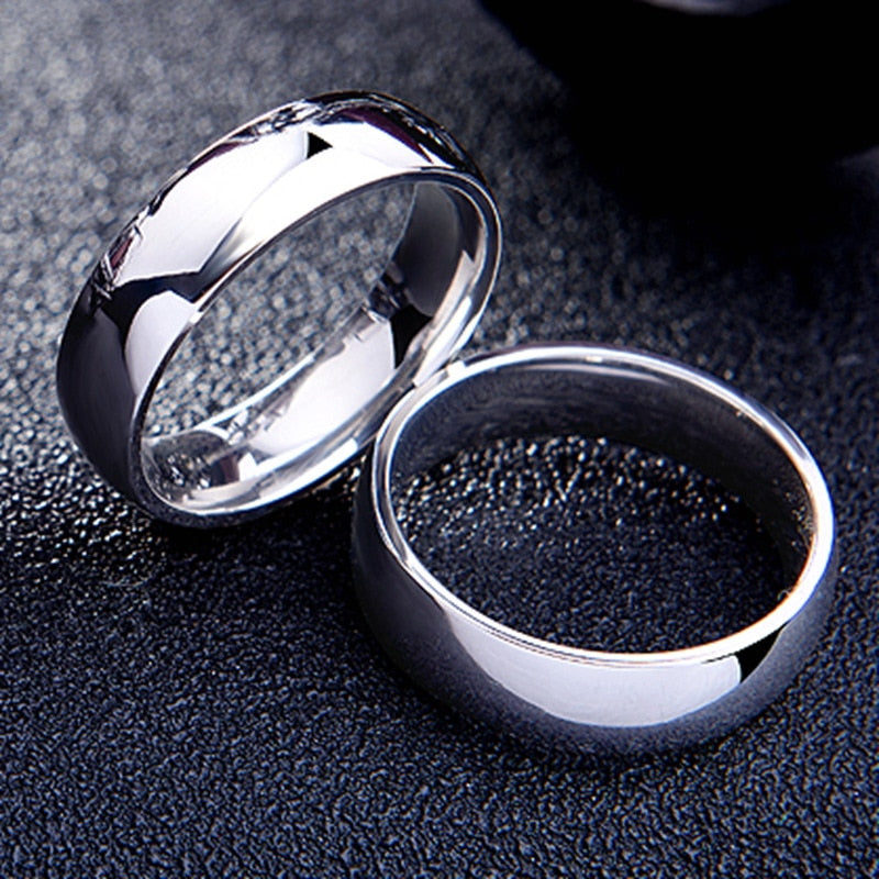 Simple Mirror Titanium Steel Couple Ring for Women Men - lecapmode