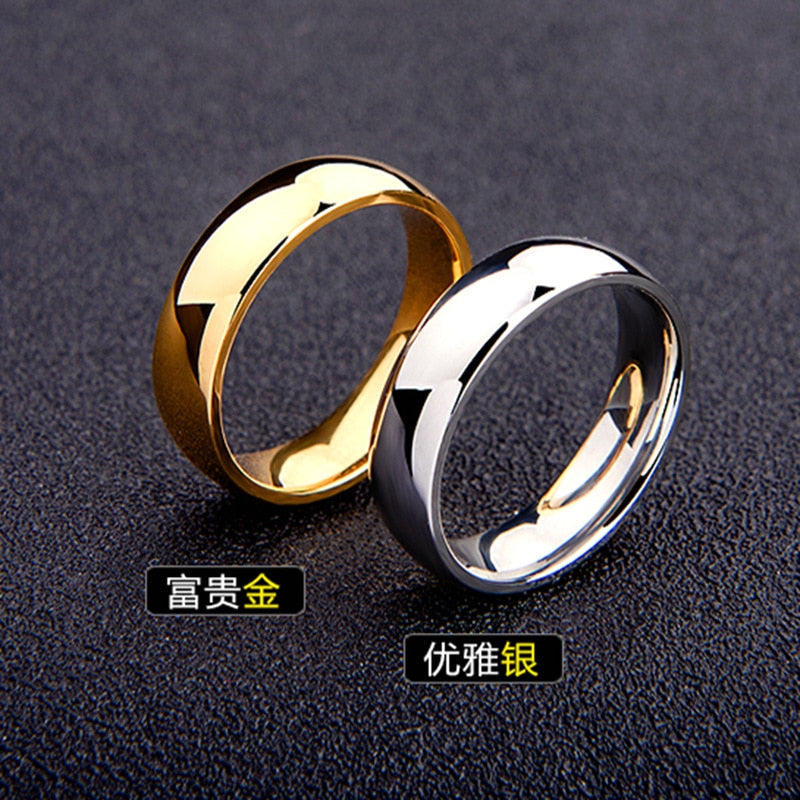 Simple Mirror Titanium Steel Couple Ring for Women Men - lecapmode