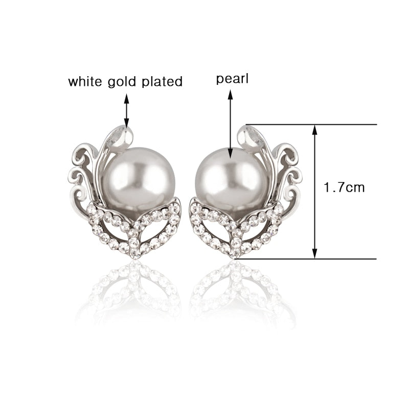 Pearl Clip On Earrings Silver Color Bride Wedding Jewelry - lecapmode