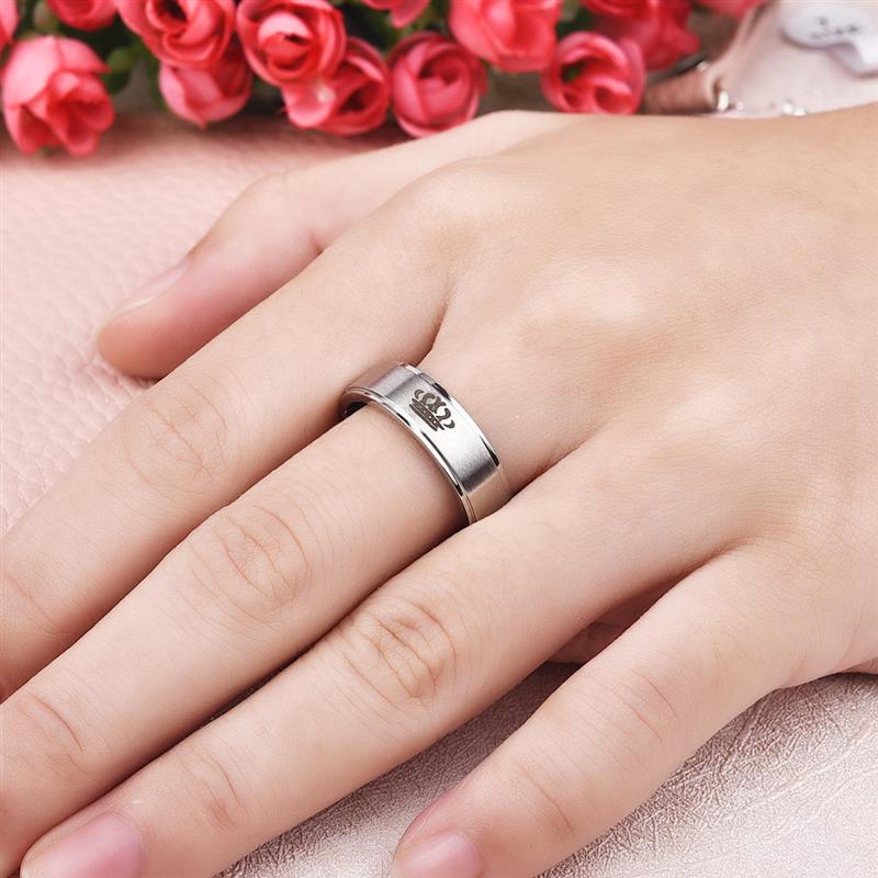 Queen King Couple Ring Crown Stainless Steel Wedding Jewelry - lecapmode