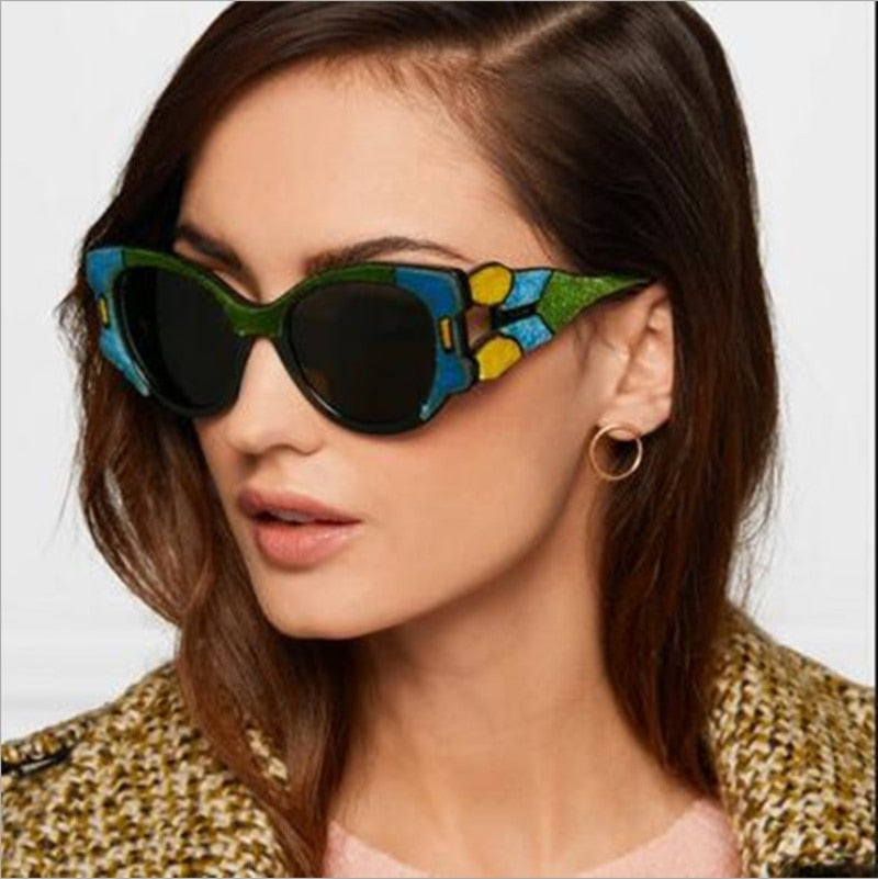 New Sunglasses Women Elegant High Quality Designer Cat Eye Glasses Female - lecapmode