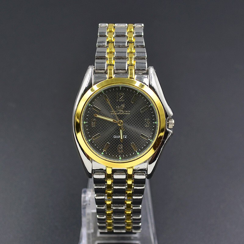 Round Metal Alloy Band Quartz Couple Wrist Watch - lecapmode