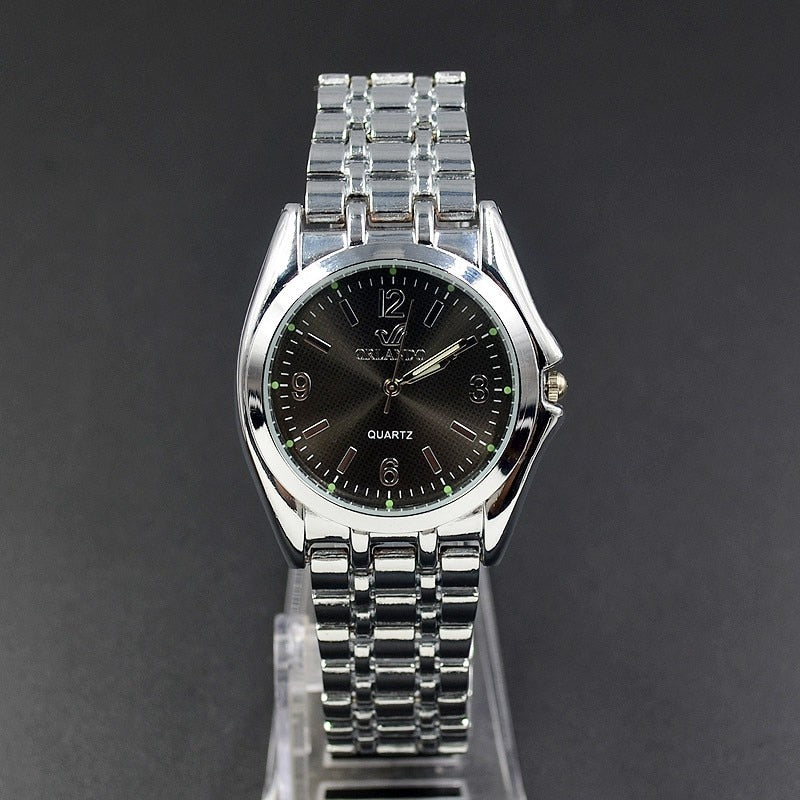 Round Metal Alloy Band Quartz Couple Wrist Watch - lecapmode