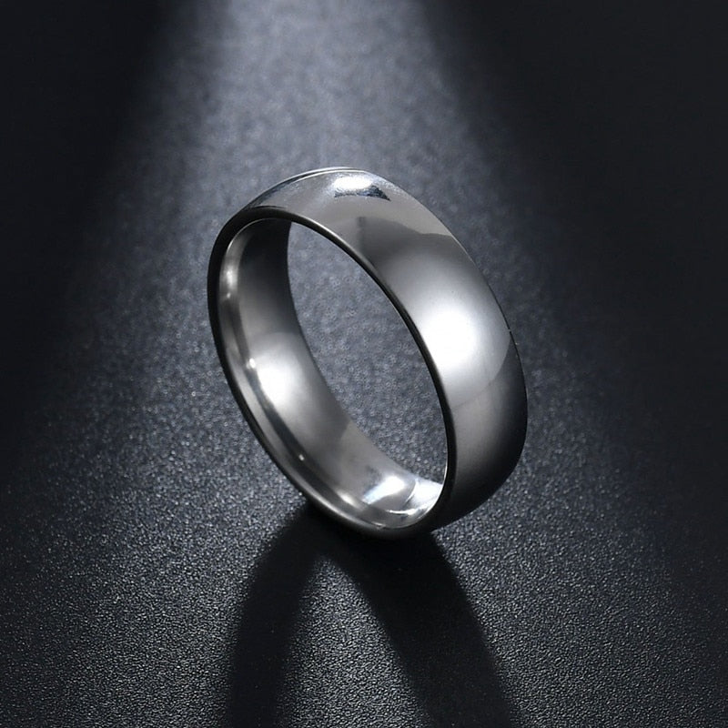 Simple Mirror Titanium Steel Couple Ring for Women Men - lecapmode