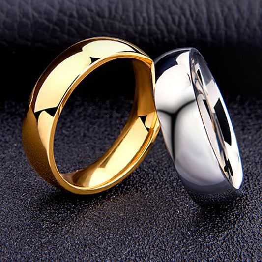 Simple Mirror Titanium Steel Couple Ring for Women Men - lecapmode