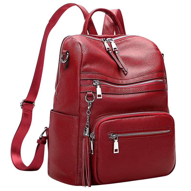 Women Genuine Cow Leather Backpack Purse Female Bag 3 in 1 Fashion Shoulder Bags - lecapmode