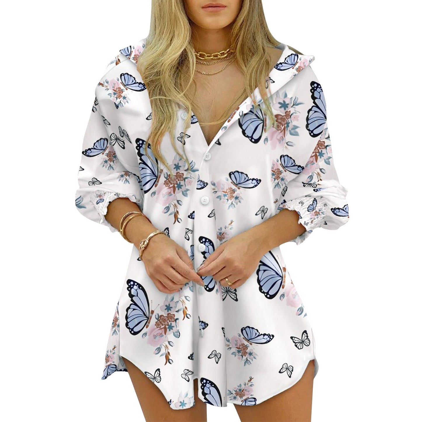 Summer Elegant Mini Dress Casual Female Robe Office Ladies Shirt - lecapmode