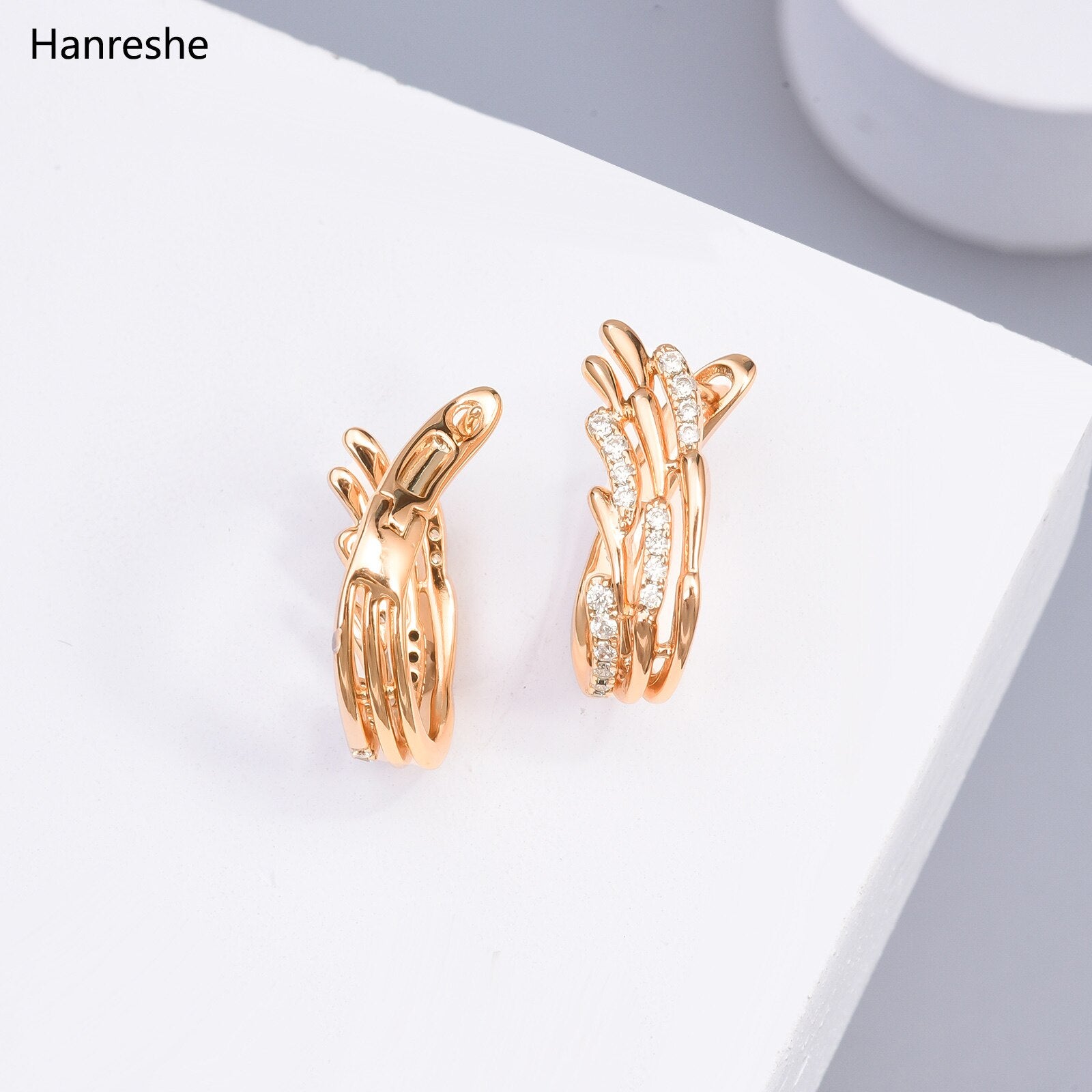 Rose Gold Stud High Quality Copper Classic Jewelry Zircon Earrings Woman Gift - lecapmode