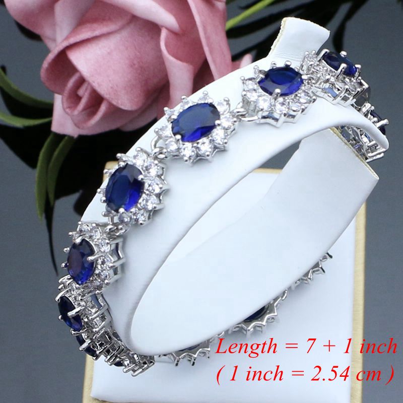 Silver 925 Jewelry Sets for Women Natural Blue Sapphire Stone Fashion Jewelry - lecapmode