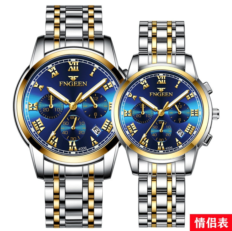 Couple Luminous Steel Band Watch Men Women Fashion Jewelry - lecapmode