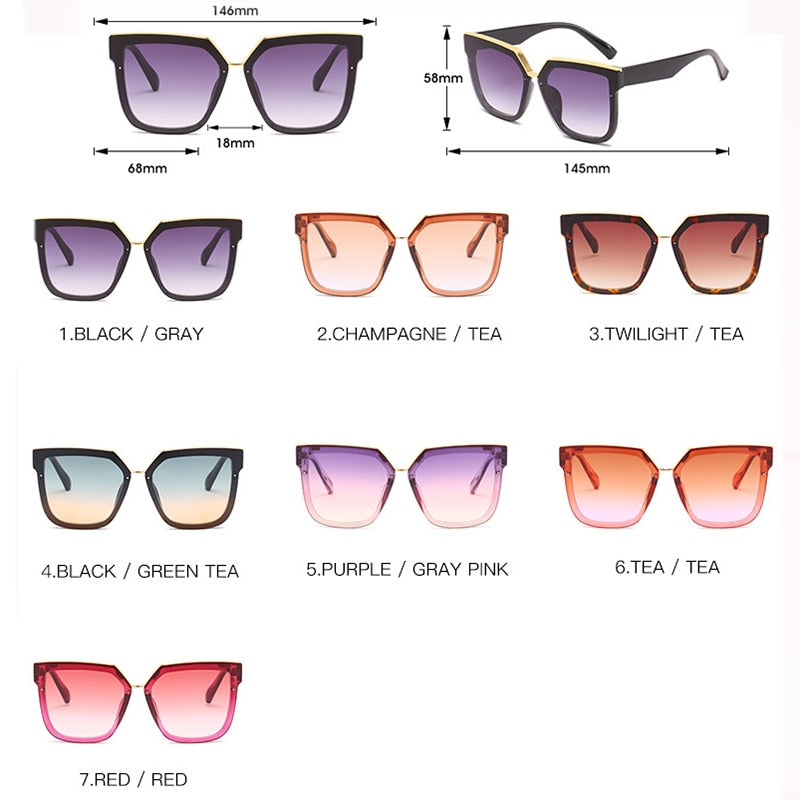 2021 Oversized Sunglasses Women Square Luxury Glasses - lecapmode